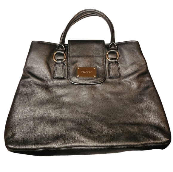 Oroton Handbags - Oroton Black Large Pebbled Leather HandBag Travel Office